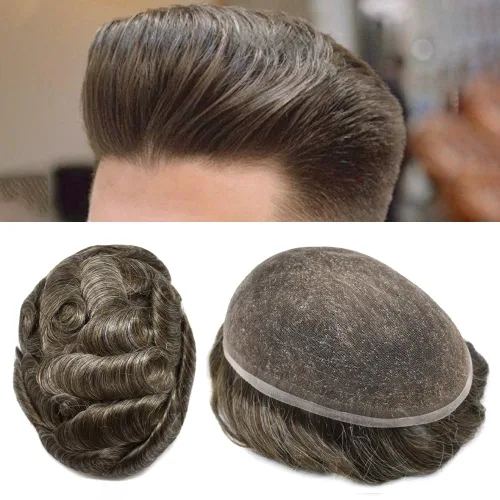 Miniatura 78 de PUNRU HAIR Completo Swiss Lace Toupee para hombres Sistema de cabello humano real Sistema de reemplazo de cabello humano para hombre Toupee