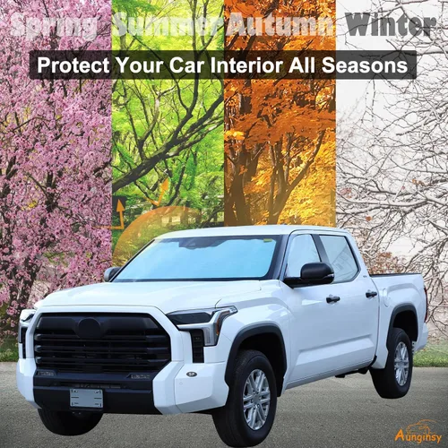 Miniatura 8 de Aunginsy Parasol para parabrisas delantero compatible con Toyota Tundra/Sequoia 2022-2024, parasol plegable reflectante para rayos UV y protección