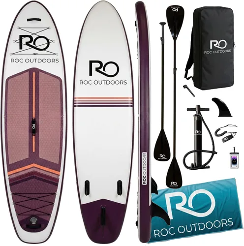Miniatura 44 de Roc Tabla de remo inflable con accesorios y mochila de alta calidad, cubierta antideslizante, bolsa impermeable, correa, remo y bomba de mano.