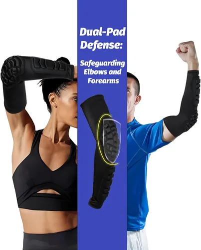 Miniatura 3 de AceList Coderas para brazos para adultos y niños, absorción de golpes, acolchado de EVA, antideslizante, transpirable, protección deportiva Negro