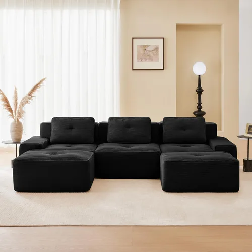 Miniatura 27 de Sofás modulares sin hueso de 152.8 pulgadas para sala de estar, sofá modular con diván en forma de L, cómodo asiento profundo tapizado de tela