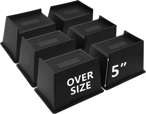 Miniatura 19 de Elevadores de cama de 4 pulgadas, resistentes, elevadores de muebles de gran tamaño, paquete de 4 elevadores de cama extra anchos para mesa, sofá
