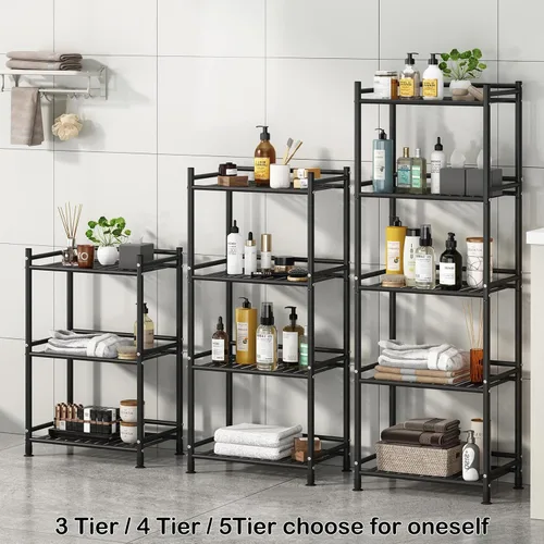 Miniatura 2 de Esquinero de almacenamiento de 4 niveles para el baño, estante abierto de pie, estante de esquina de metal para la cocina, salón, pasillo