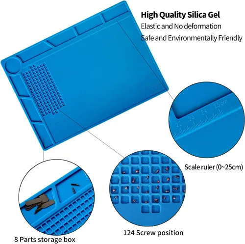 Miniatura 3 de Kaisi S-130 - Alfombrilla de reparación de silicona aislante para soldadura, resistente al calor, alfombrilla de trabajo de silicona 932°F con regla