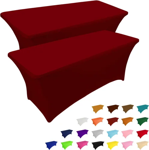 Miniatura 21 de IVAPUPU Paquete de 2 Manteles de Mesa de 6 Pies para Mesa Rectangular Ajustados para Eventos Elásticos Azul Niebla Cubiertas de Mesa Lavables Azul