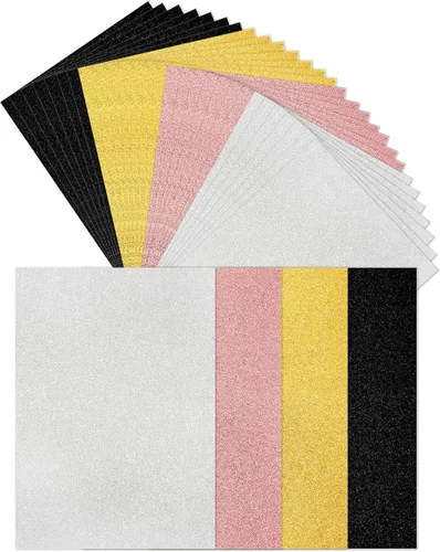 Paquete de 32 hojas de cartulina con purpurina A4, cartulina gruesa de 250 g/m², papel brillante de colores para Cricut, álbum de recortes, póster,