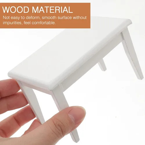 Miniatura 5 de Beaupretty Muebles de casa de muñecas Mesa y sillas de madera en miniatura para casa de muñecas Mini accesorios de comedor (blanco)