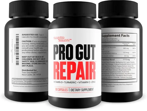 Miniatura 4 de Pro Gut Repair - Suplementos de reparación intestinal con fugas - Fórmula natural de alta fibra con vitamina C y vitamina D - Cúrcuma - Soporte
