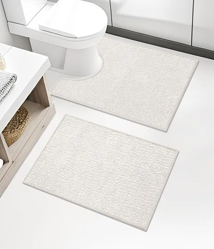 Miniatura 28 de Chakme Juego de 2 alfombras de baño ultrafinas, absorbentes, antideslizantes, lavables a máquina, color negro, 17 x 24 pulgadas / 17 x 30 pulgadas