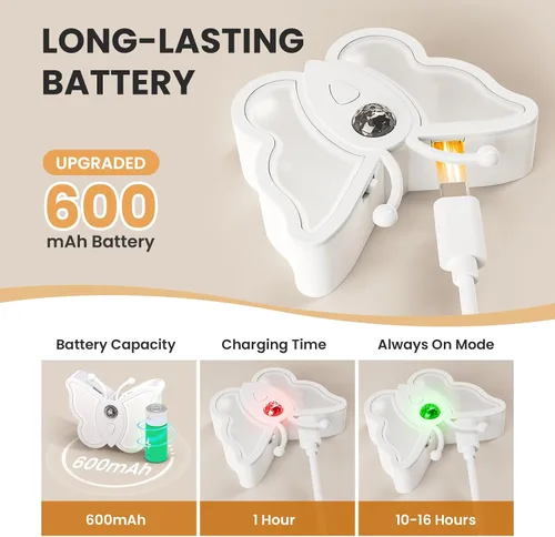 Miniatura 6 de LOFTEK Luz Nocturna de Mariposa, Luz Nocturna Recargable con Sensor de Movimiento, 2 Modos de Color y Luz Nocturna RGB Ajustable, Se Pega