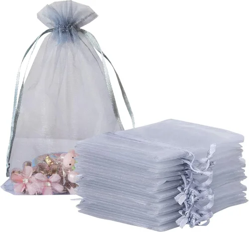 Miniatura 40 de Bolsas de Regalo de Organza 100 Piezas con Cordón 4x6 pulgadas Azul Marino para Baby Shower, Cumpleaños de Niña, Recuerdos de Fiesta, Boda