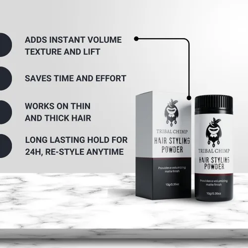 Miniatura 5 de Tribal Chimp Polvo para peinar el cabello, voluminizador de cabello invisible durante todo el día y polvo de textura para hombres y mujeres, polvo