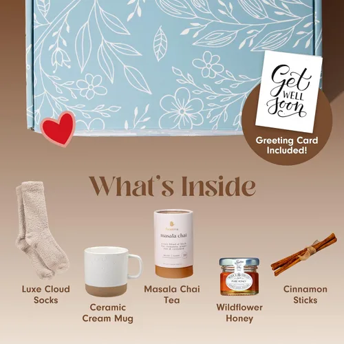 Miniatura 3 de Unboxme Get Well Soon - Cesta de regalo reconfortante para mujeres, caja de cuidado personal calmante con calcetines esponjosos, taza de cerámica