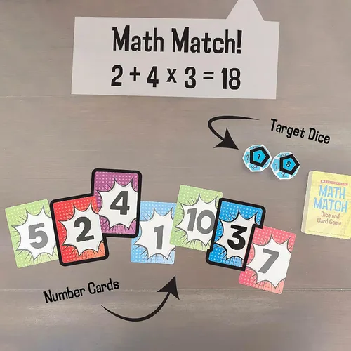 Miniatura 8 de University Games, Juego de Dados de Viaje Scholastic Math Match, Juego de Refuerzo Matemático para Niños, para 2 o Más Jugadores a Partir de 5 Años