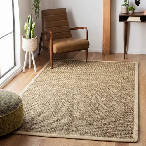 Miniatura 76 de Safavieh Natural Fiber NF114P - Alfombra redonda de hierba marina, tejido de canasta, con borde, de 244 cm, color gris Natural/ gris