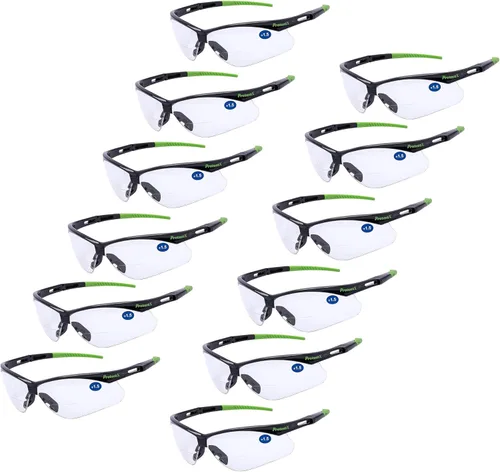 Miniatura 10 de ProtectX Anteojos de seguridad clásicos, lentes antivaho resistentes a los arañazos, gafas protectoras para el trabajo, interior/exterior, ANSI Z87.1