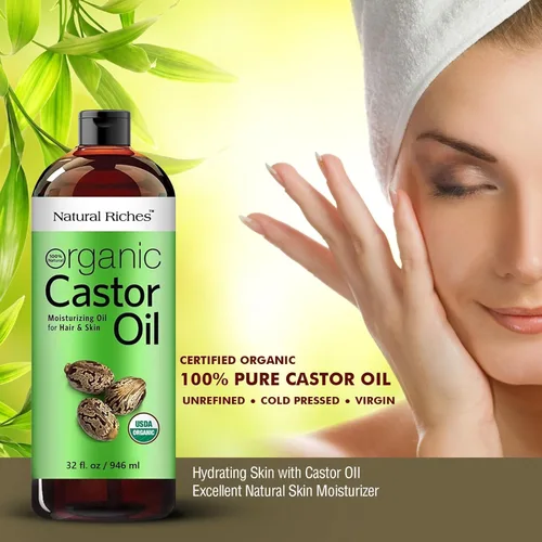 Miniatura 6 de Natural Riches Aceite de ricino orgánico, prensado en frío, certificado USDA para piel seca, pérdida de cabello, caspa, crecimiento del cabello