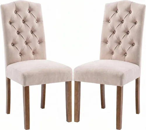 Miniatura 11 de Juego de sillas de comedor Parsons tapizadas copetudas, decoración de comedor de tela, elegante y moderna, para cocina, sala de estar con botones