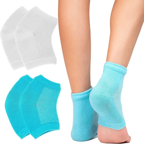 2 pares de calcetines hidratantes para el talón de gel, ventilados, unisex, para el día y la noche, los pies abiertos, cuidado de la piel seca