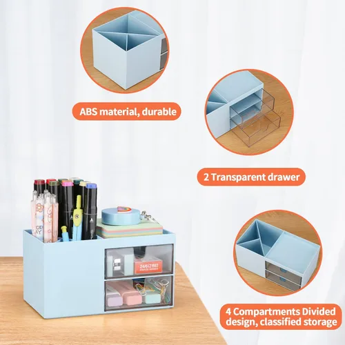 Miniatura 6 de LETURE Organizador de Escritorio con cajón, Suministros de Oficina y Accesorios de Escritorio, Caja de Almacenamiento para Tarjetas de Negocios