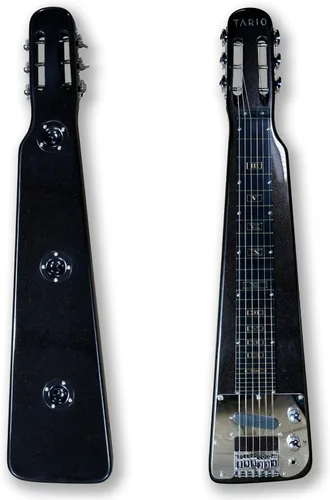 Miniatura 3 de TARIO Lap Steel Guitar 6 String Cabeza ranurada Stock Electric Slide Guitarras con bolsa de concierto (negro)