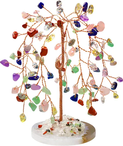 ZHIYUXI Árbol de cristales de chakra, regalos para hombres y mujeres, decoración de habitación, accesorios de escritorio para el hogar, piedras