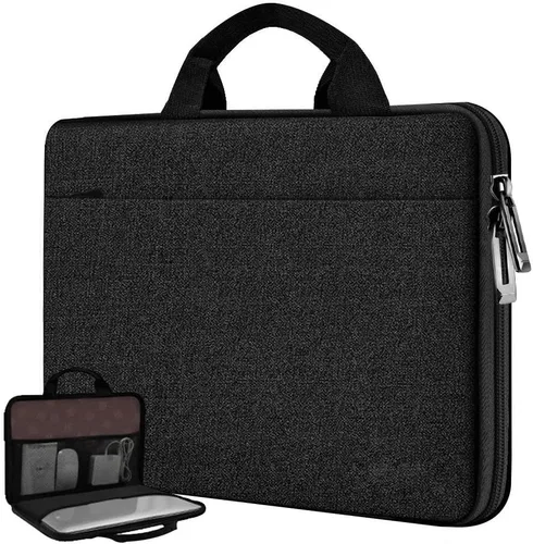 Miniatura 7 de Hseok Funda para laptop de 13.3 a 14 pulgadas, portafolios de 180 grados resistente al agua y a los golpes con forro de terciopelo suave, compatible