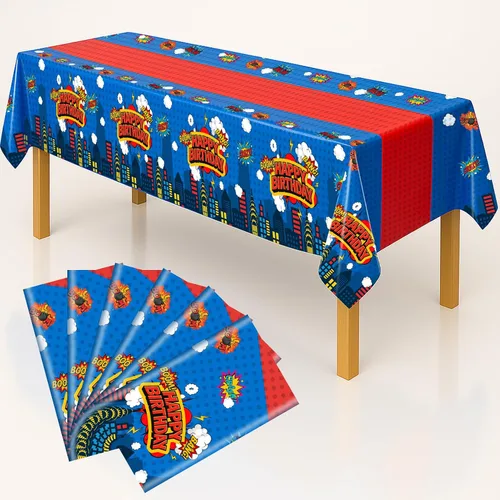 Miniatura 17 de Mantel rectangular de 3 piezas para decoración de fiestas de cumpleaños, mantel de plástico de 108 x 54 pulgadas, desechable, suministros