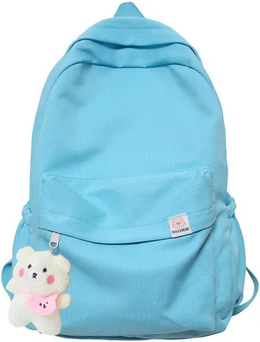 Eagerrich Mochila Estética Mochila Bonita Útiles Escolares Bolsa para Laptop para Adolescentes Niñas Mujeres Estudiantes Color Sólido, Azul,