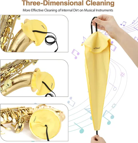 Miniatura 2 de Kit de Limpieza de Saxofón, para Saxofón Alto, Tenor, Soprano y Otros Instrumentos de Viento y Madera, Incluye 1 * Paño de Limpieza y 1 * Cepillo