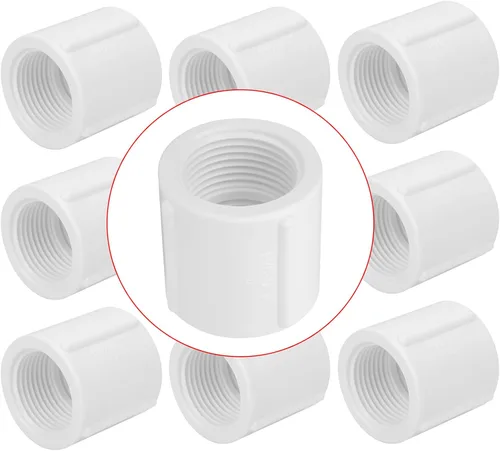 Paquete de 10 Adaptadores Conectores de Acoplamiento de Tubería de PVC de Rosca Doble Hembra de 1 pulgada (F x F) SCH40 Acoplamiento de Tubería