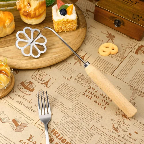 Miniatura 7 de IMIKEYA Molde para bunuelos con mango roseta Timbale Maker Flower Achappam Mold Waffle Mold Rosette Cookie Cutter herramienta para hornear