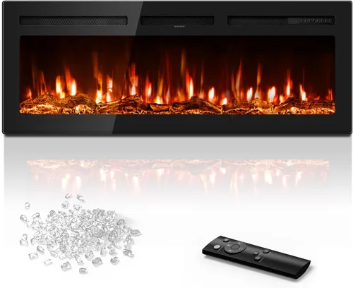 Miniatura 10 de Manastin Chimenea eléctrica de 60 pulgadas empotrada en la pared y montada en la pared con control remoto, calentador de chimenea de 1500/750 W