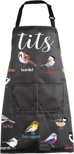 MBMSO Delantal de tetas con bolsillos, delantal de cocina para observación de aves para amantes de las aves Tetas Pájaro Delantal-b