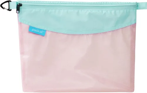 Miniatura 12 de Pack all bolsa con cremallera de material resistente al agua, bolsa de malla con cremallera para almacenamiento, viajes, oficina (pequeña, rosa)