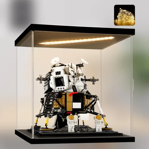 Miniatura 13 de Vitrina de acrílico transparente premium con iluminación LED – Escaparate a prueba de polvo con protección UV para máscara Lego Venom 76187, cascos