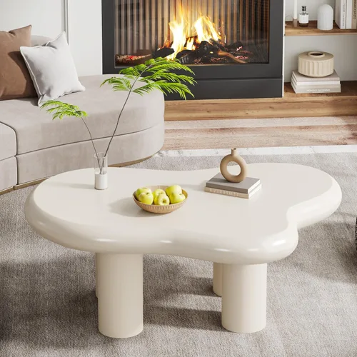 Miniatura 8 de LITTLE TREE Mesa de centro en nube, moderna y bonita, mesa auxiliar de dibujos animados, mesa de té irregular para interiores para espacios
