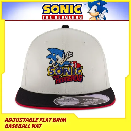 Miniatura 2 de Concept One Gorra de béisbol Sonic The Hedgehog para hombre, logotipo bordado con ala plana, ajustable