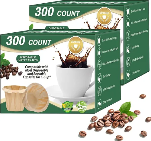 CAPMESSO Filtros de papel desechables para café Reemplazo de filtros de café Kerig Filtros de café compatibles con cápsulas reutilizables de una