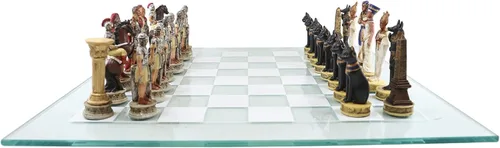 Miniatura 5 de Ebros Gift Juego de ajedrez con temática histórica, ejército de faraón ptolemaico egipcio contra Augusto César, Imperio Romano, Centuriones, piezas