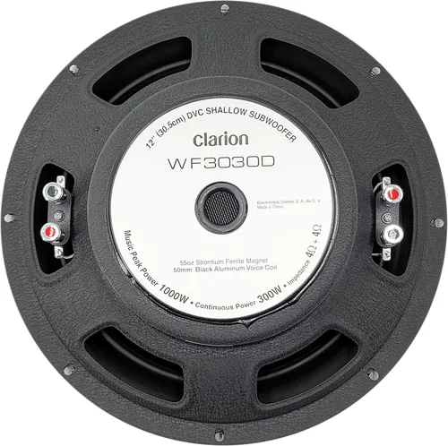 Miniatura 7 de Par de subwoofer Clarion WF3030D de 1000 vatios de potencia máxima de 12 pulgadas, bobina de voz dual de 4 ohmios de montaje superficial con (un)