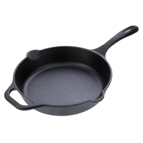 Sartén de hierro fundido con mango largo Victoria Seasoned, color negro, M, Negro