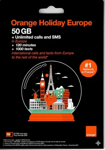 Miniatura 2 de Tarjeta SIM Orange Europe de 20 GB, 30 días, llamadas de 30 minutos+200 mensajes de texto a todo el mundo. ¡Oferta actualizada! Padre (20 GB X 30D)