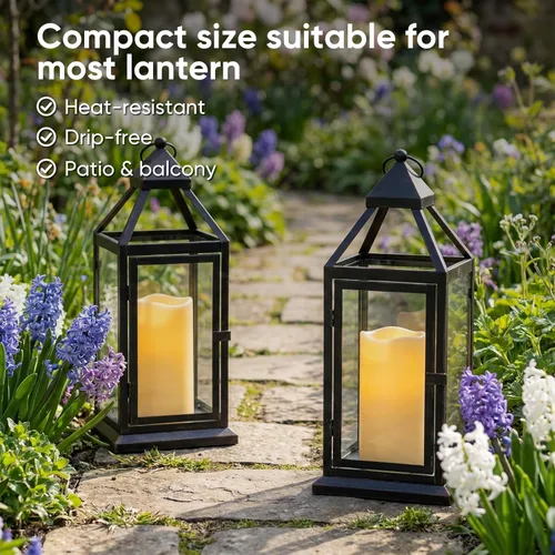 Miniatura 3 de Amagic Velas sin llama impermeables de 3" x 6" para exteriores, velas que funcionan con pilas con control remoto y temporizador, vela de pilar LED