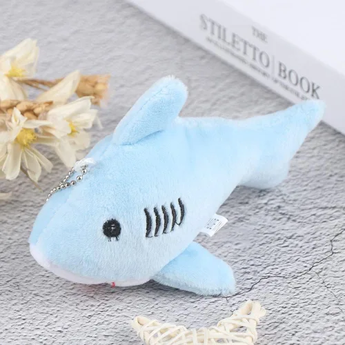 Miniatura 2 de Mini llavero de tiburón azul de felpa, adorno de animal de peluche de tiburón suave, colgantes de llavero, decoración del hogar, Azul