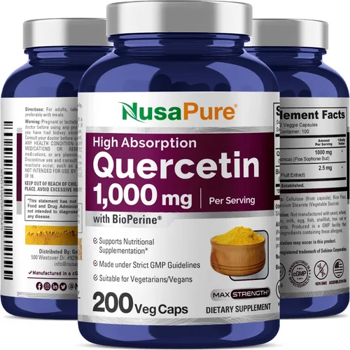 Miniatura 5 de NusaPure Quercetina - Apto para vegetarianos/veganos, sin OMG - 1000 mg - 200 cápsulas