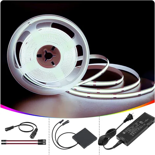 Miniatura 10 de VST Tira de luces LED COB de 16.4 pies CCT 2700K-6500K con certificación UL, luz LED regulable de 24 V CRI 93, 2400 LED súper brillante cinta