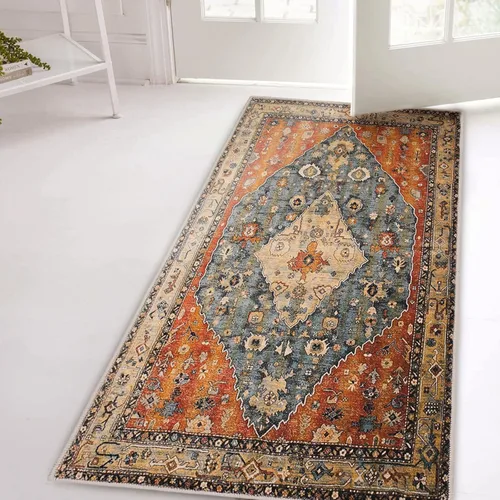 Miniatura 5 de COMSLE Alfombra bohemia de 2 x 4 pies, lavable a máquina, para entrada, lana sintética, alfombra pequeña, alfombra envejecida, antideslizante