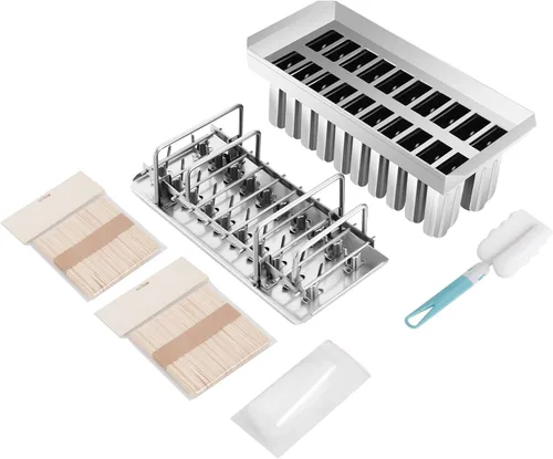 20 moldes de paletas de acero inoxidable, yogur casero, jugo y fruta helado máquina para hacer paletas, fácil de desmoldar, a prueba de óxido,