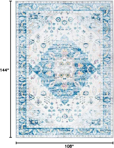 Miniatura 311 de Syalife 4x6 Alfombra Lavable para Área, Ultra Suave Antideslizante, Pila Baja, Alfombra Vintage Resistente a Manchas para Sala de Estar, Alfombra